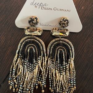 Black and Gold Beaded Earrings